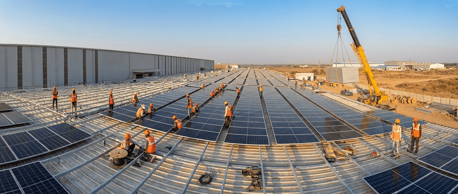 Large rooftop solar project near completion